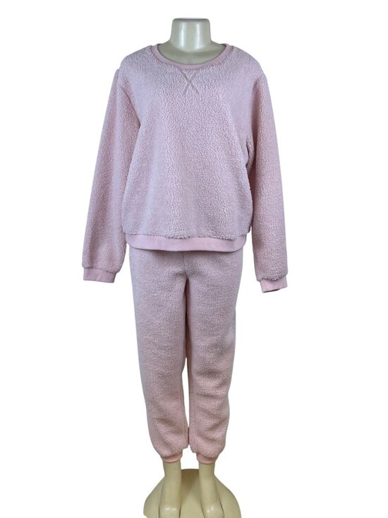 Miss Selfridge Pink Cozy Lounge Jogger Sweatpants & Pullover Top Set Sz 12 - Picture 1 of 12